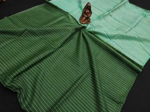 Soft Kota Dual Shade Saree with Steple Stripes & Sequin Pallu